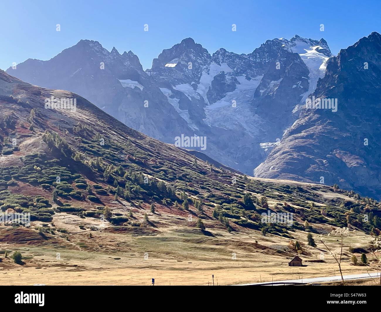 La Meije nel Parco Nazionale di Ecrins, Hautes Alpes, Francia Foto Stock