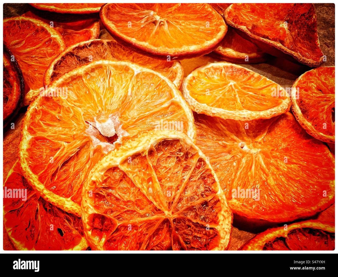 Vassoio di arance a fette Foto Stock