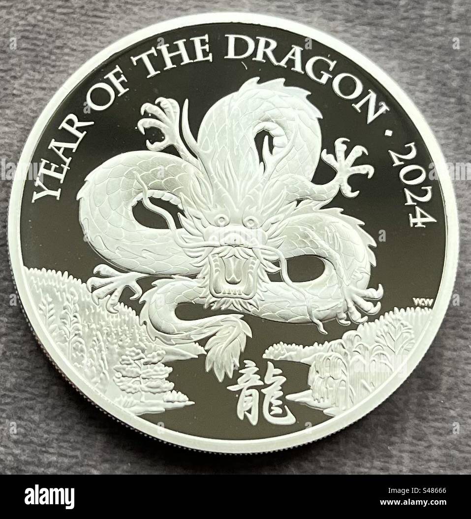 2024 anno della moneta del drago Foto Stock