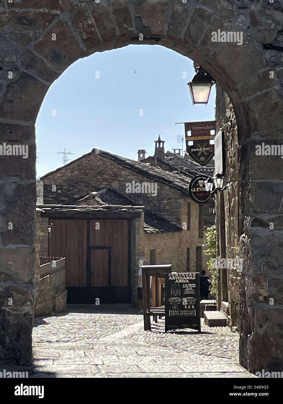 La città vecchia di Ainsa, Novarra, Spagna Foto Stock