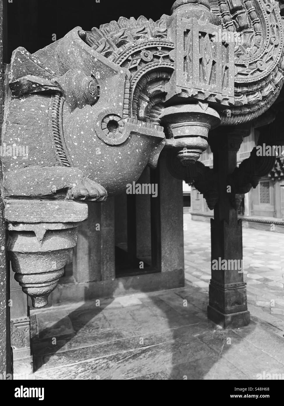 Dettagli di design della meraviglia architettonica, il palazzo dell'imperatore Akbar a Fatehpur Sikri, un sito patrimonio dell'umanità dell'UNESCO in India Foto Stock