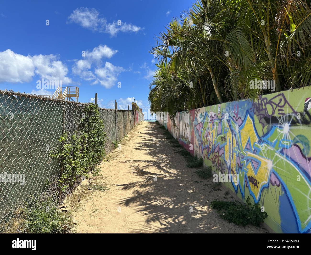Accesso alla spiaggia, Oahu Honolulu Hawaii - Immagine stock catturata con smartphone