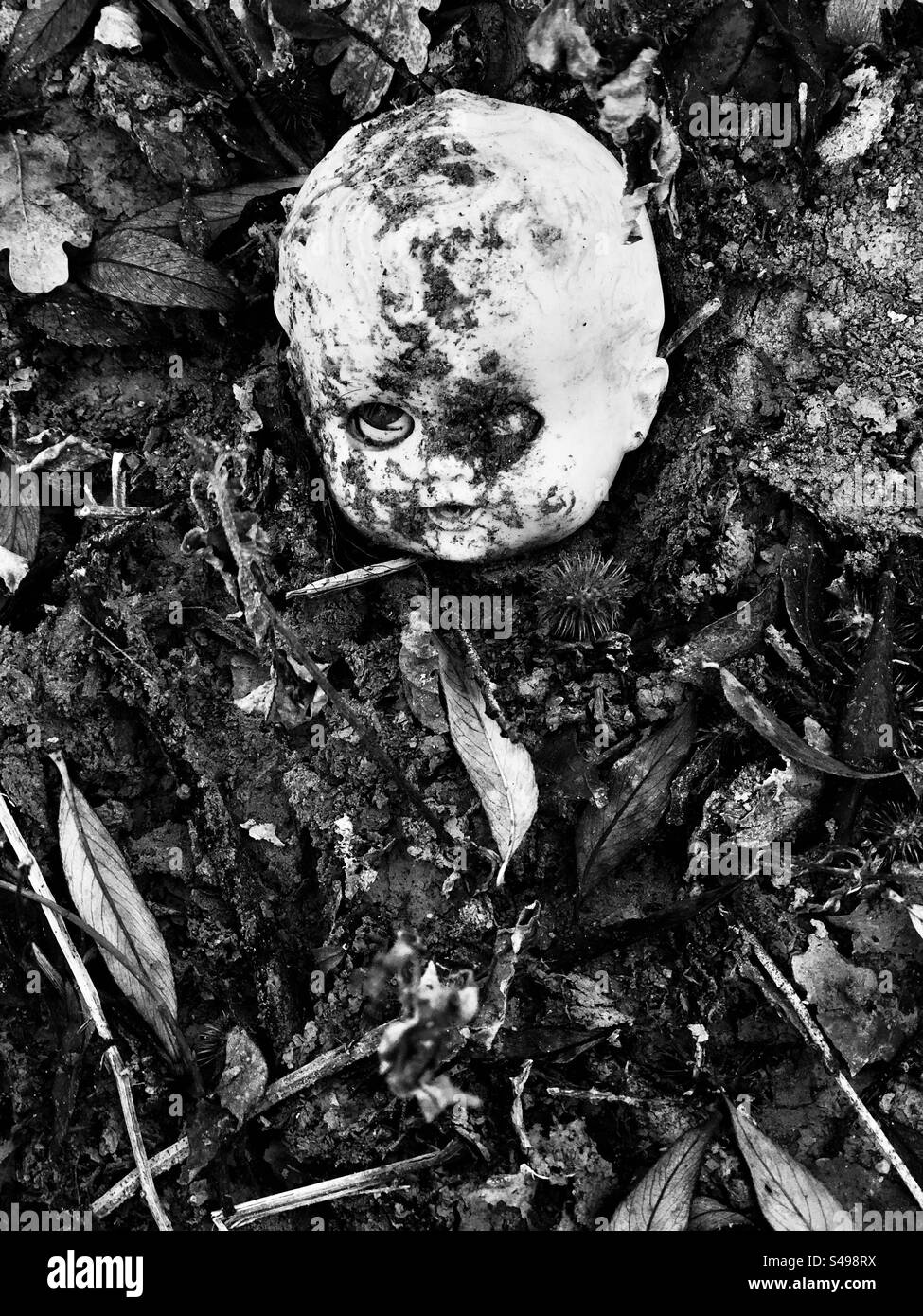 testa della bambola paranormale Foto Stock