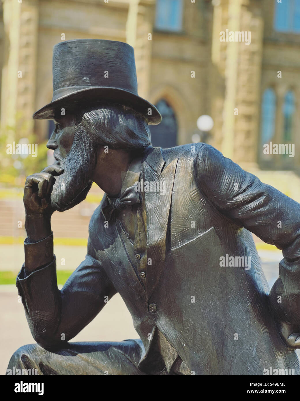 Statua di John Hamilton Grays, Charlottetown, Isola del Principe Edoardo, Canada. Due dei 23 delegati che fondarono il Canada alla Conferenza di Charlottetown nel 1864 furono chiamati John Hamilton Gray - Immagine stock catturata con smartphone