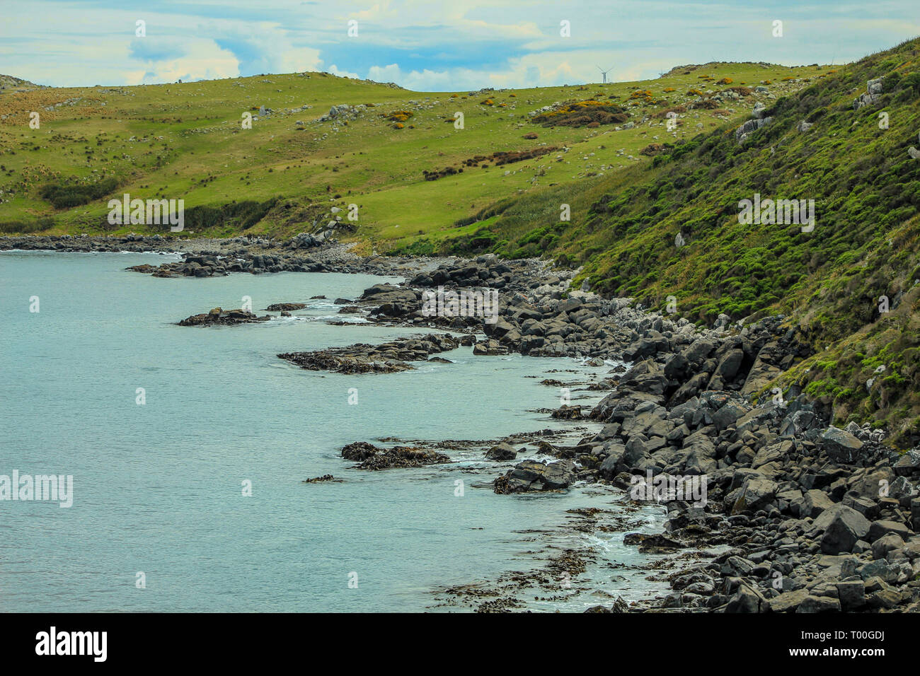 Sull'oceano da Bluff Hill Lookout, punto più meridionale in Nuova Zelanda Foto Stock