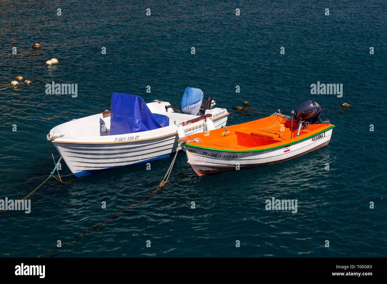 Barche a Puerto de Aldea, Gran Canaria Isole Canarie Foto Stock