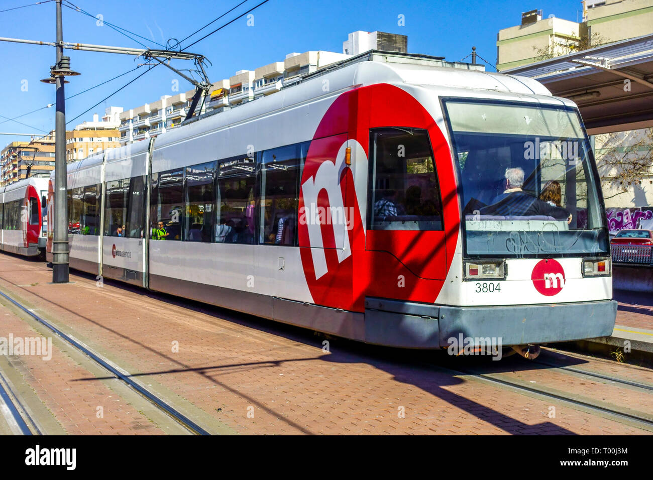 Valencia, tram tram, metropolitana treno Spagna Foto Stock