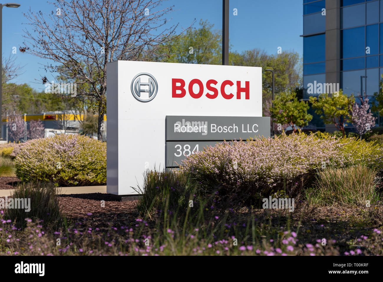 Bosch, Robert Bosch LLC, segno, Santa Trinita Avenue, Sunnyvale, California, Stati Uniti d'America Foto Stock