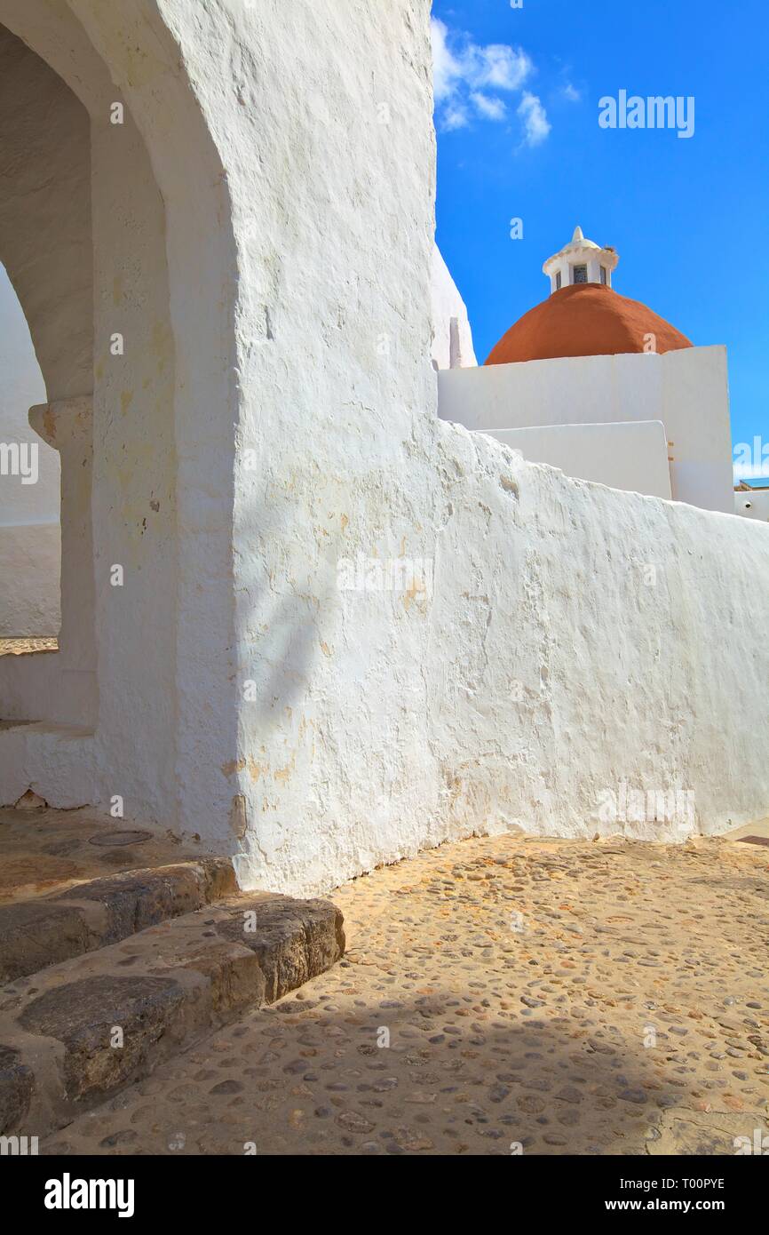 Chiesa di Santa Eularia, Santa Eulària des Riu, Ibiza, Isole Baleari, Spagna Foto Stock