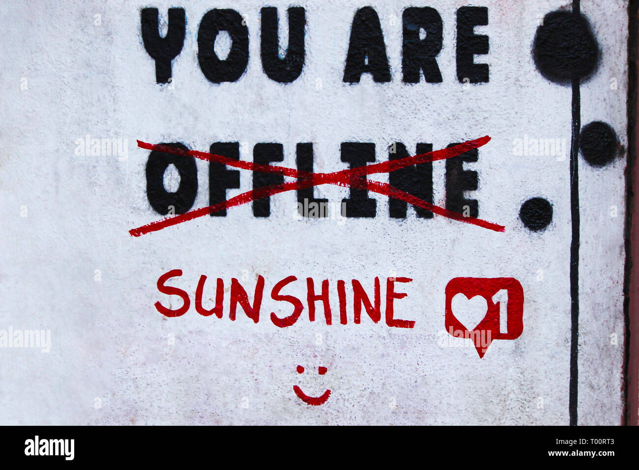 Citazione grafitti sulla parete, street o wall art Foto Stock