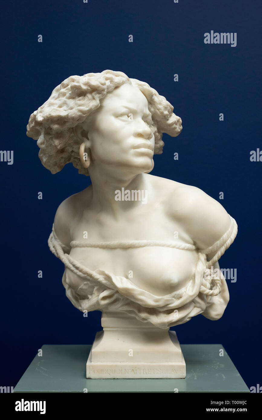 Copenhagen. La Danimarca. Busto intitolata Negress, 1869 (1868), da parte di Jean Baptiste Carpeaux (1827-1875). Ny Carlsberg Glyptotek. Le parole, 'perché nato un Foto Stock