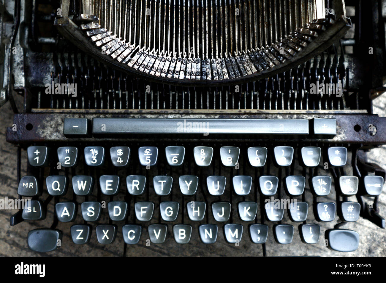 Foto di un vecchio, vintage e sporco e i nastri inchiostratori per macchine da scrivere Foto Stock