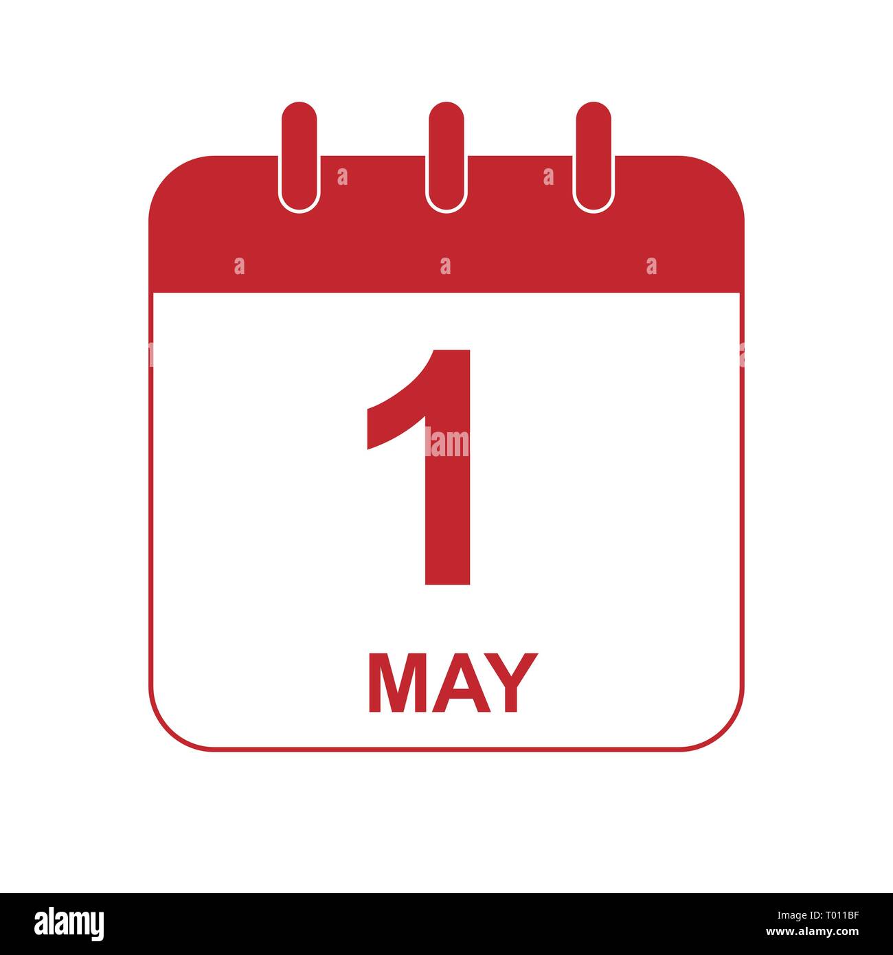 Foglio di un calendario con la data del 1 maggio, design piatto Illustrazione Vettoriale