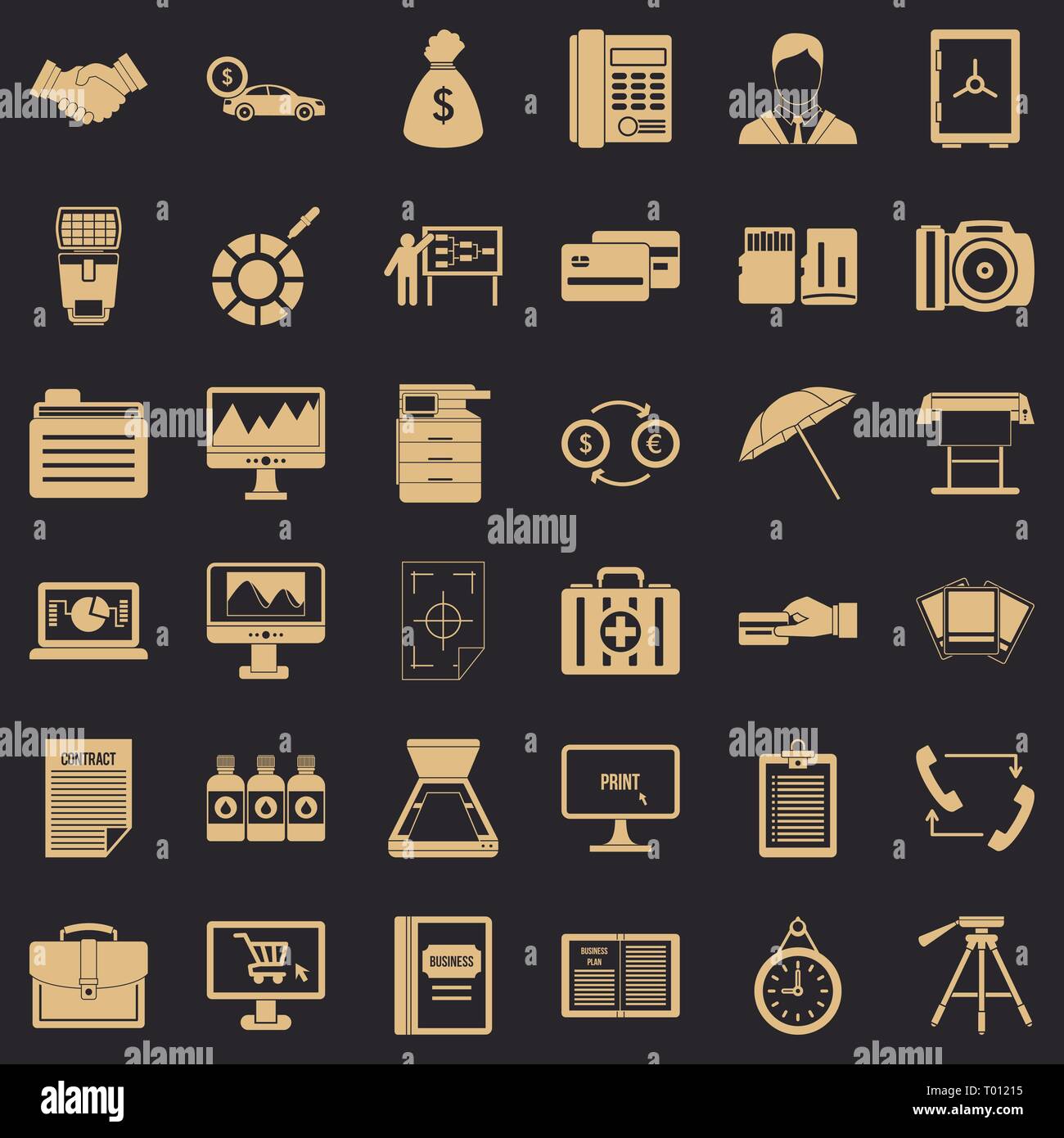 Dipartimento di Business set di icone, stile semplice Illustrazione Vettoriale