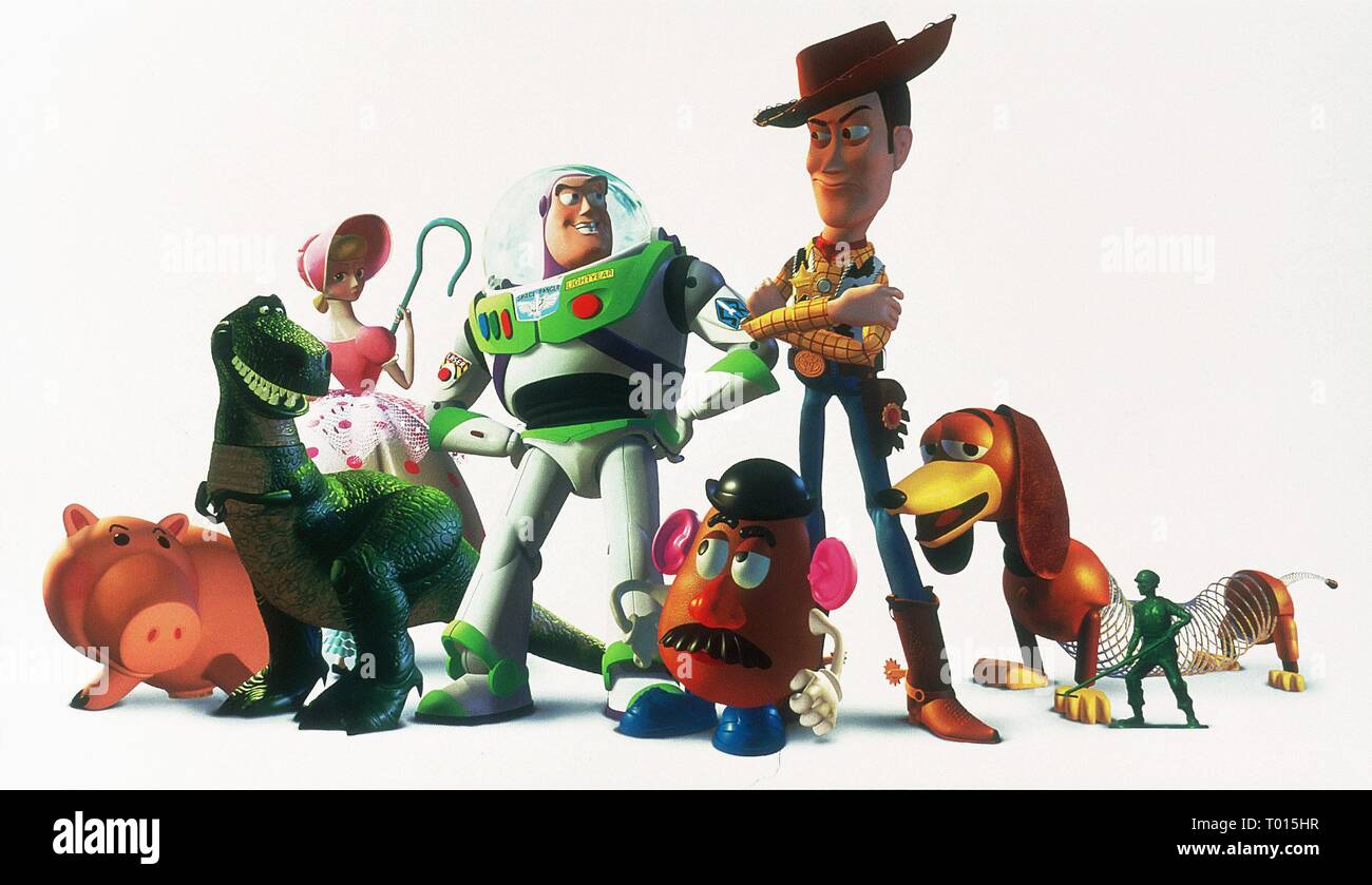 TOY STORY, Hamm, REX, Bo Peep, Buzz Lightyear, Mr Potato Head, Woody, SLINKY , Sarge, 1995 Foto Stock