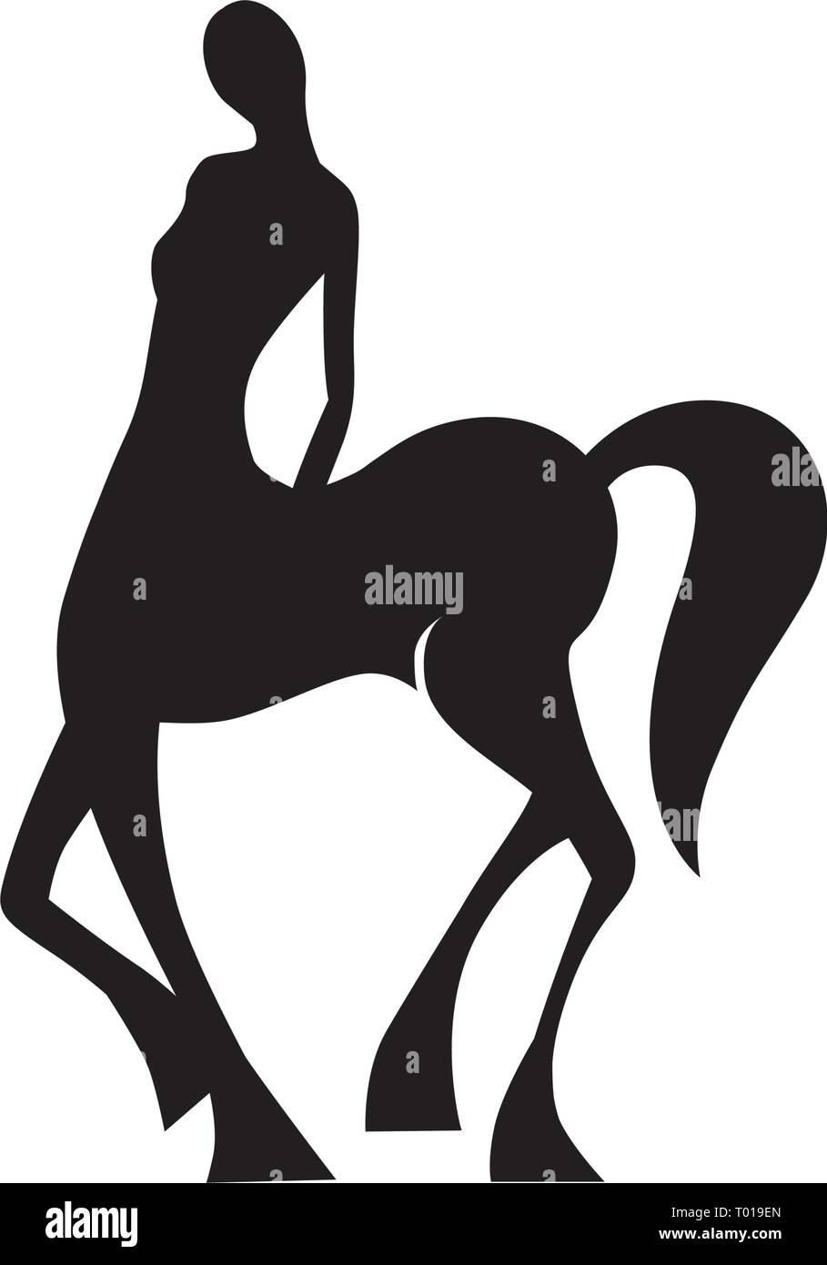 Nero Centauro elegante lady, mitologia creatura che è metà umana e metà cavallo Illustrazione Vettoriale