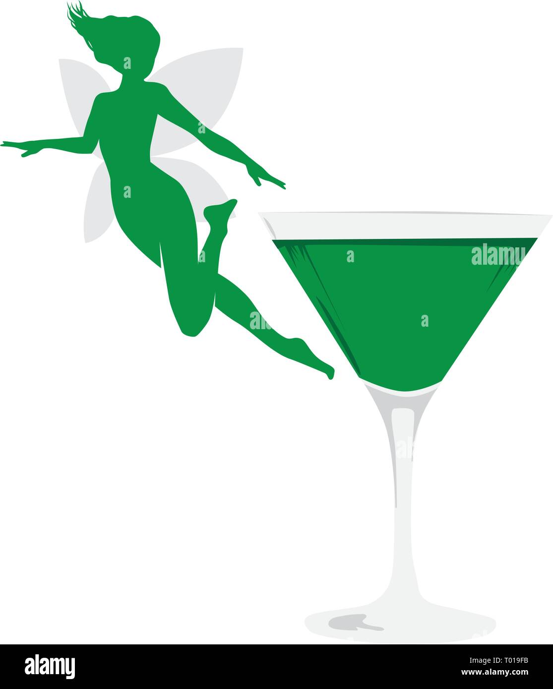 Fata Verde e cocktail, elementi del logo Illustrazione Vettoriale