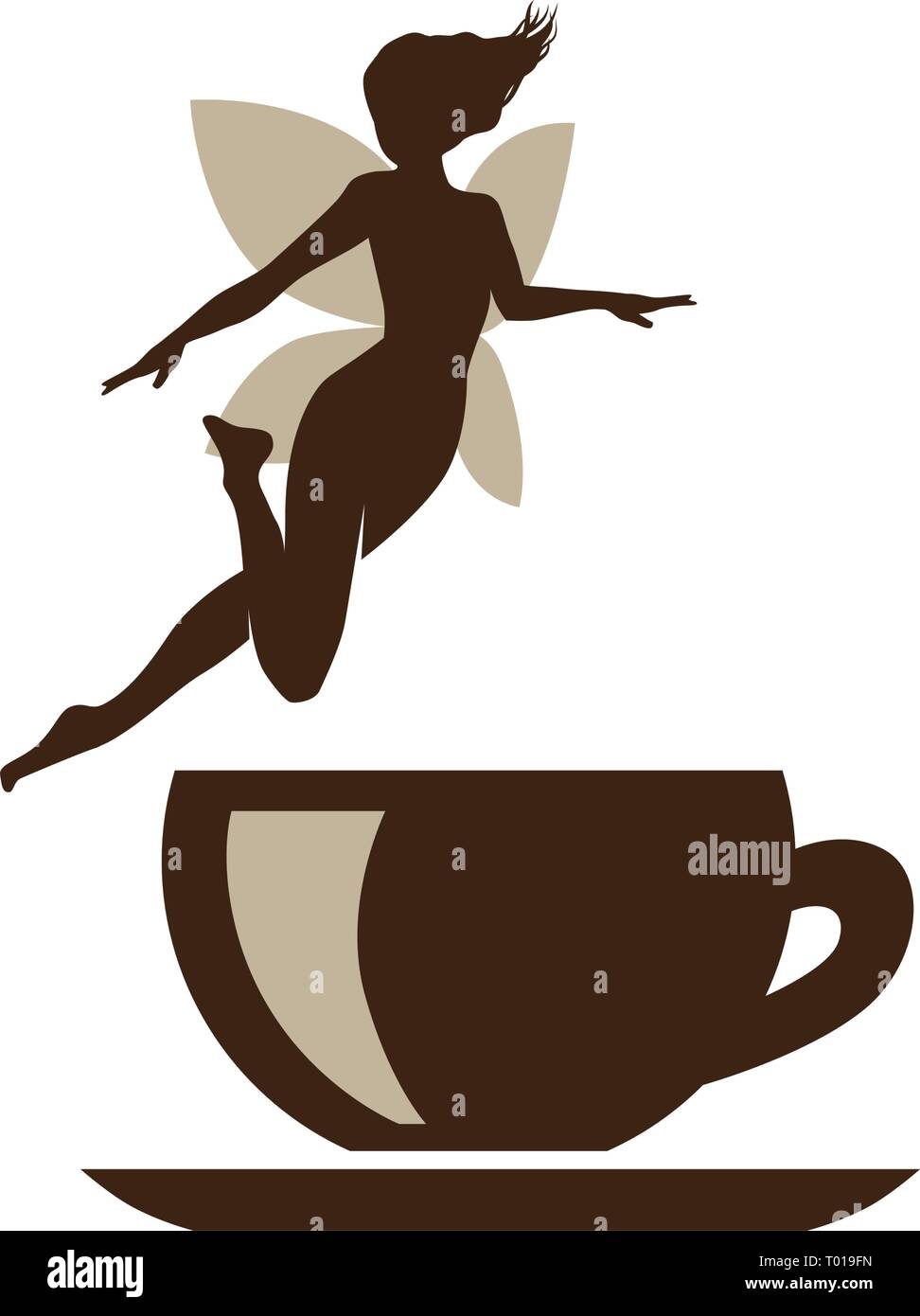 Caffè fata, icona logo Illustrazione Vettoriale