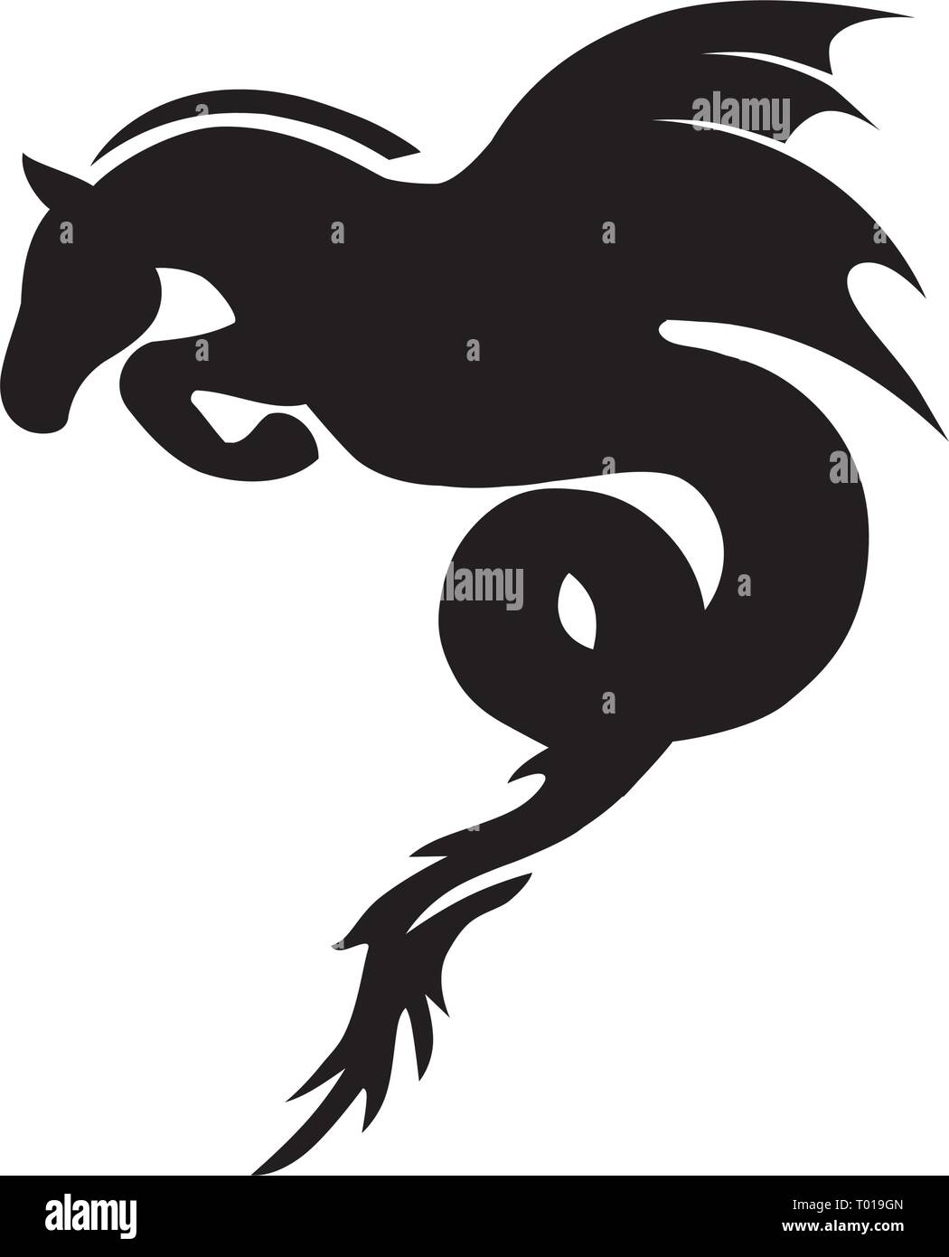 Ippocampo, mitologici sea horse logo Illustrazione Vettoriale