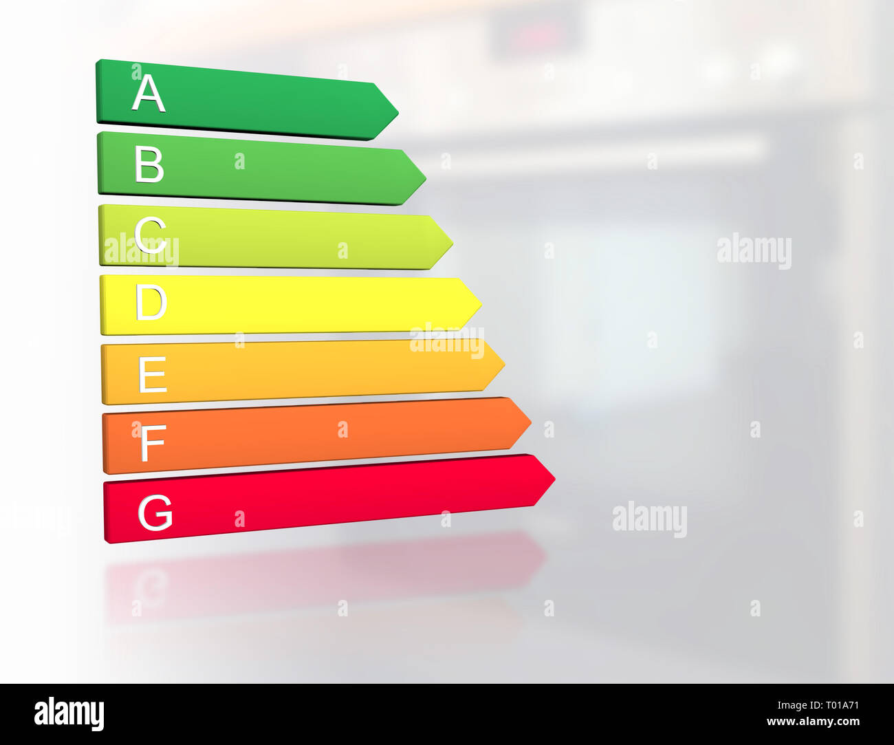 Nuovo 2019 unione efficienza energetica etichetta di classificazione con le  classi da A a G nella parte anteriore del forno elettrico cucina  apparecchio Foto stock - Alamy