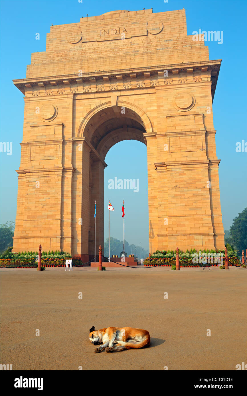 Dettagli architettonici del memoriale di guerra, India Gate - New Delhi, India Foto Stock