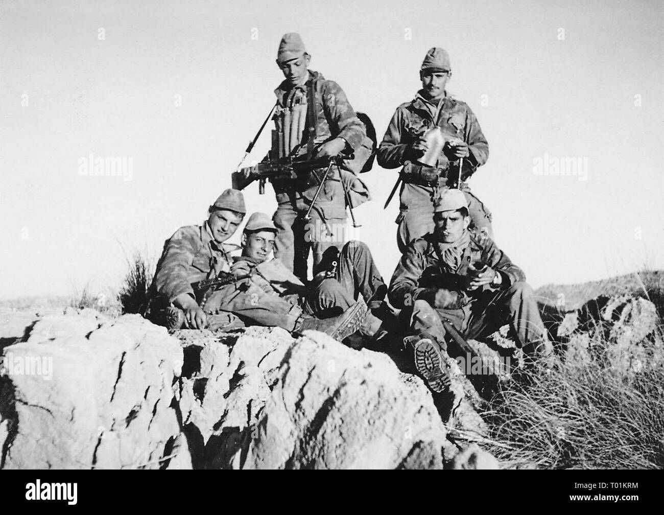 Soldati del 4° reggimento zouaves durante il conflitto algerino Foto Stock