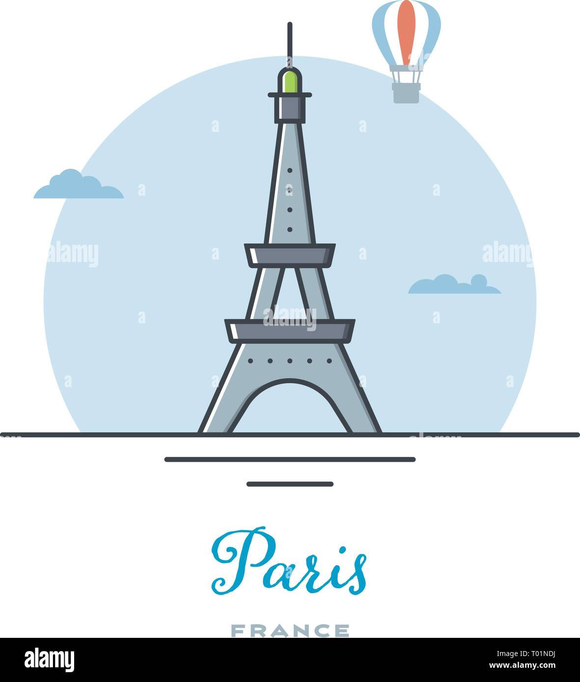 La Torre Eiffel a Parigi, Francia, piatta illustrazione vettoriale. Turismo e Viaggi icona. Illustrazione Vettoriale