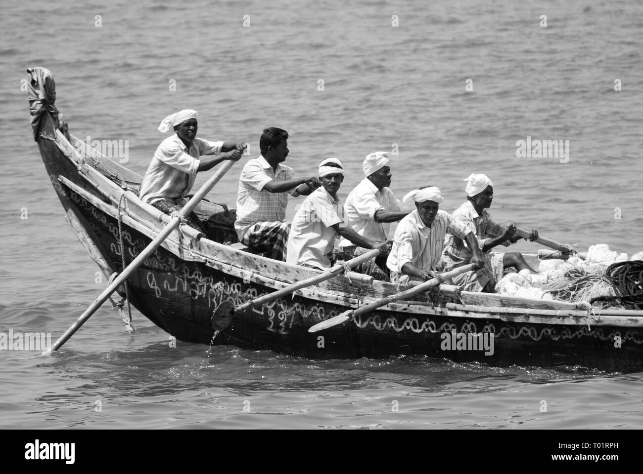 Barche da pesca in Kerala, nell India meridionale Foto Stock