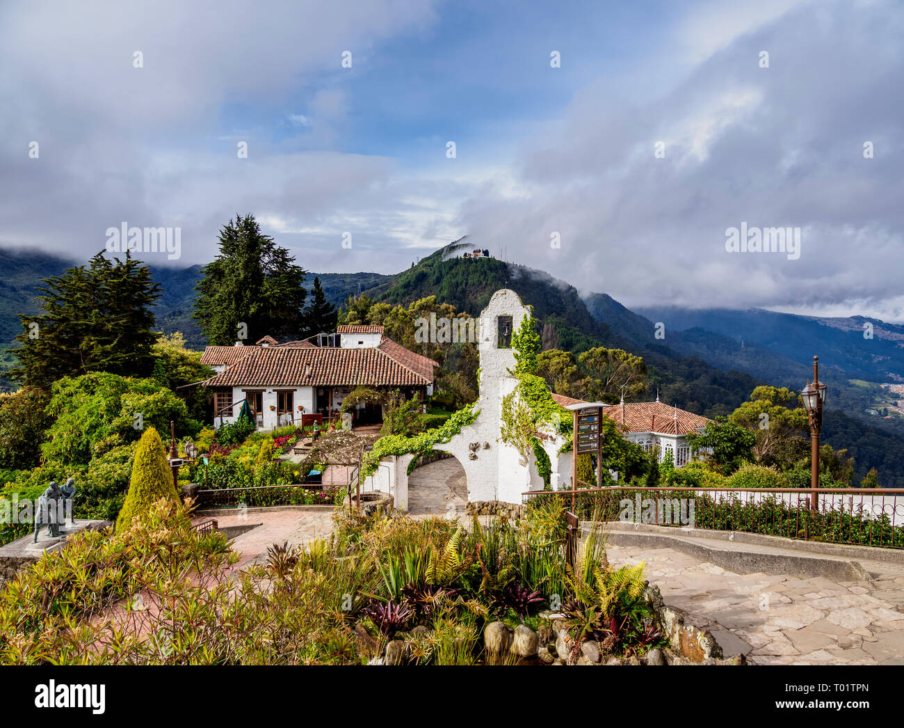 Paesaggio di montagna Monserrate, Bogotà, Distretto Capitale, Colombia Foto Stock