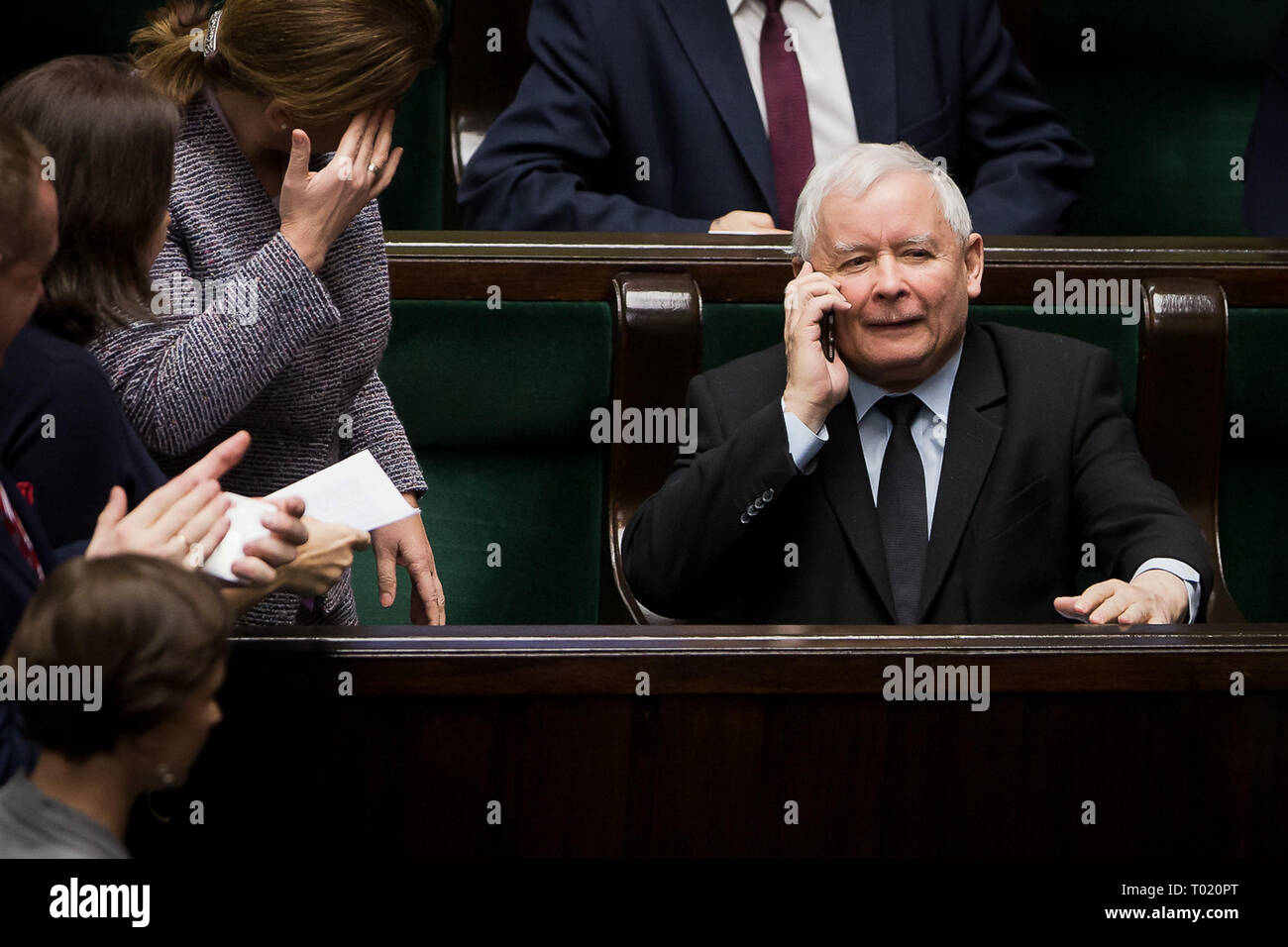 Leader del diritto e della giustizia (PIS) partito Jaroslaw Kaczynski a Varsavia in Polonia il 30 gennaio 2019 Foto Stock