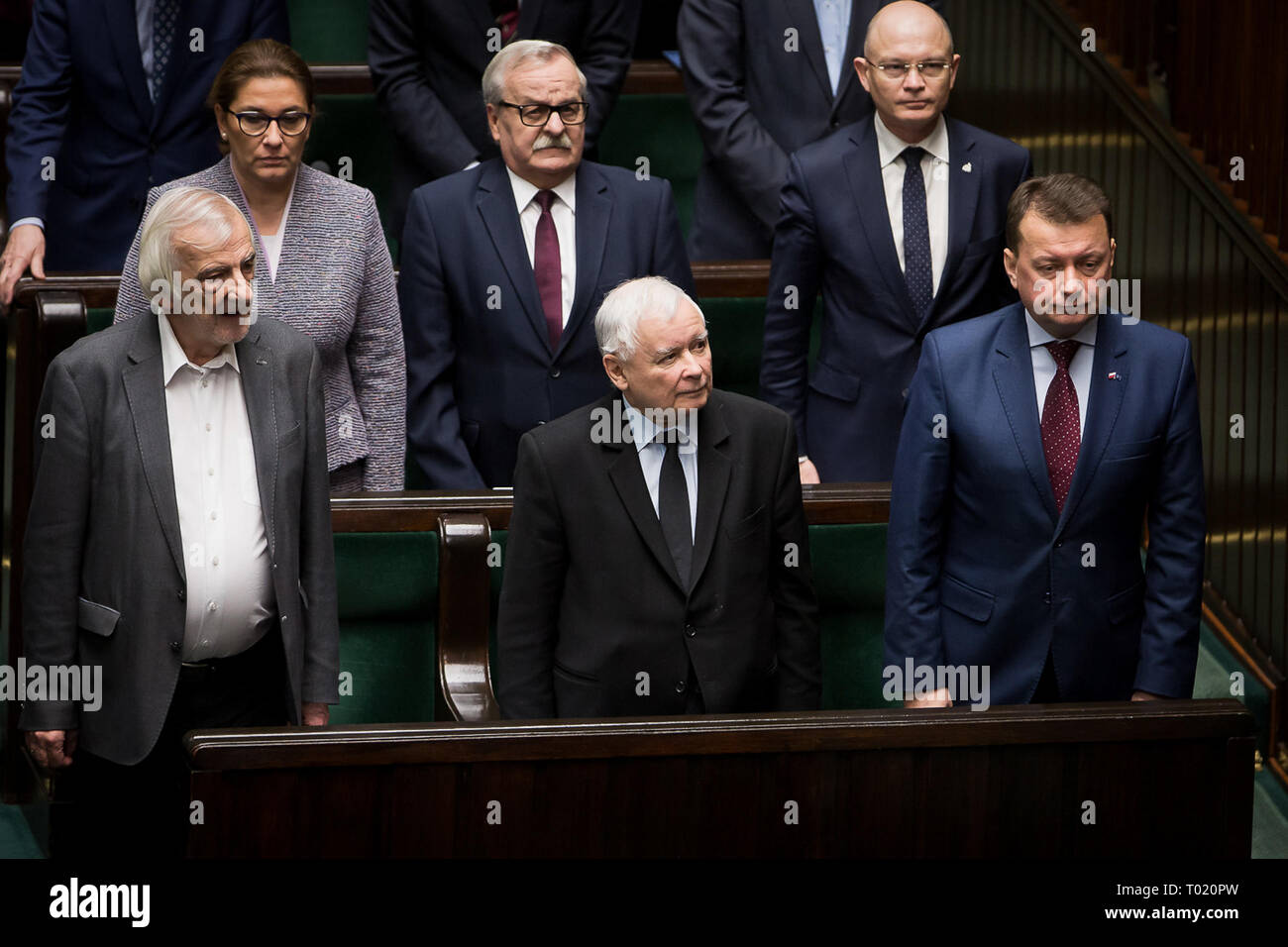 Leader del diritto e della giustizia (PIS) partito Jaroslaw Kaczynski a Varsavia in Polonia il 30 gennaio 2019 Foto Stock