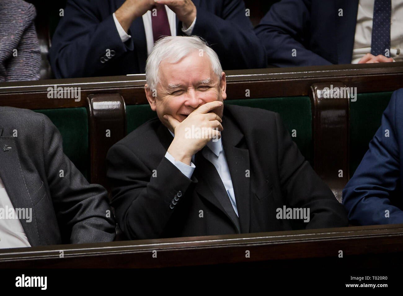 Leader del diritto e della giustizia (PIS) partito Jaroslaw Kaczynski a Varsavia in Polonia il 30 gennaio 2019 Foto Stock