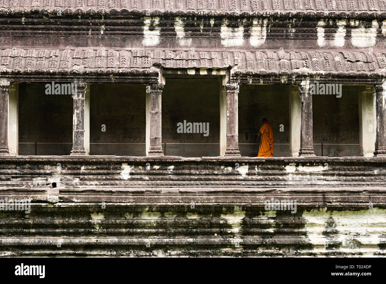 Monaco buddista in visita a Angkor Wat Foto Stock