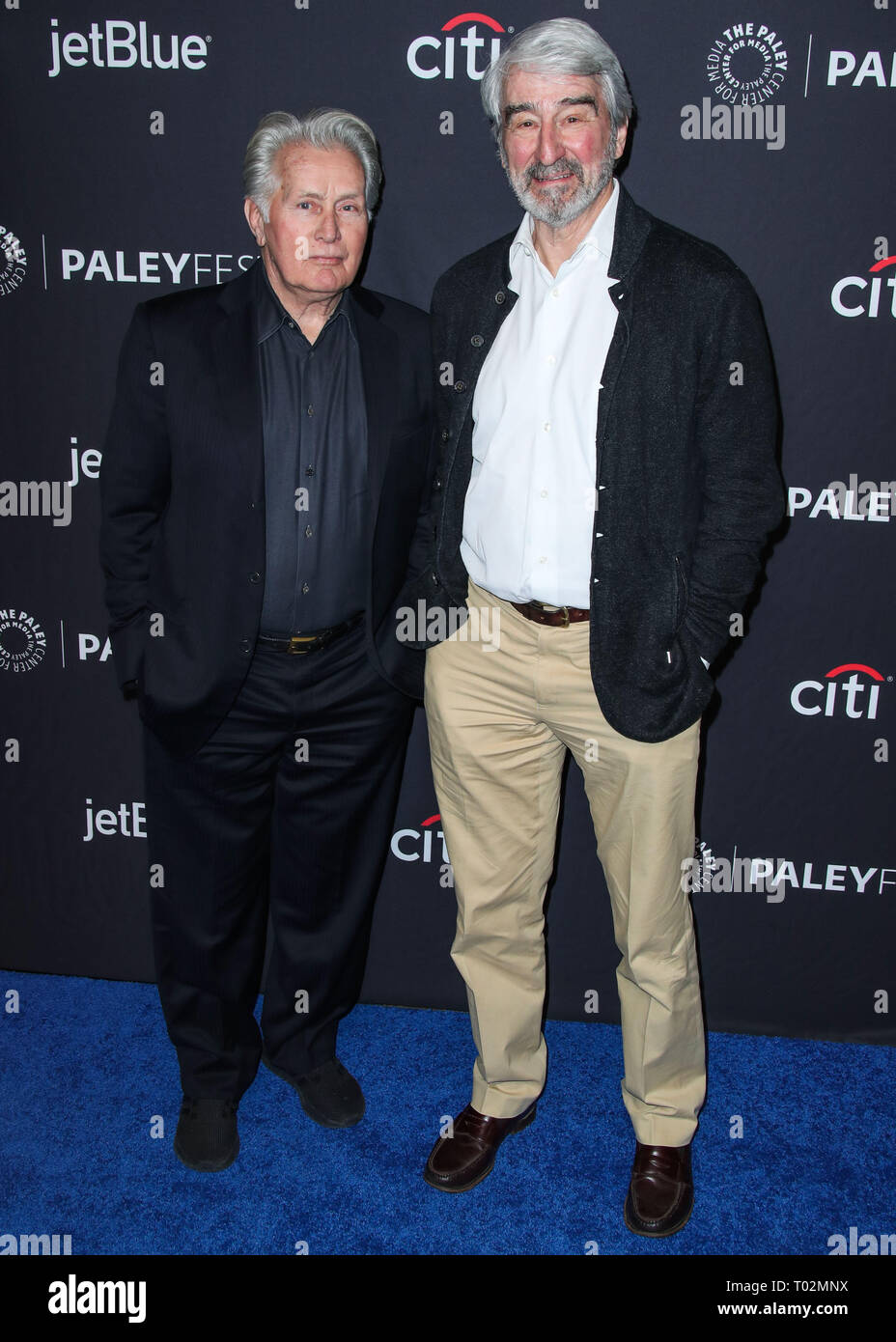 In California, Stati Uniti d'America. 16 marzo 2019. Gli attori Martin Sheen e Sam Waterston arrivano al 2019 PaleyFest LA - Netflix 'grazia e Frankie" tenutasi presso il Teatro Dolby su Marzo 16, 2019 a Hollywood e Los Angeles, California, Stati Uniti. (Foto di Xavier COLLIN/Image Press Agency) Credito: Image Press Agency/Alamy Live News Foto Stock