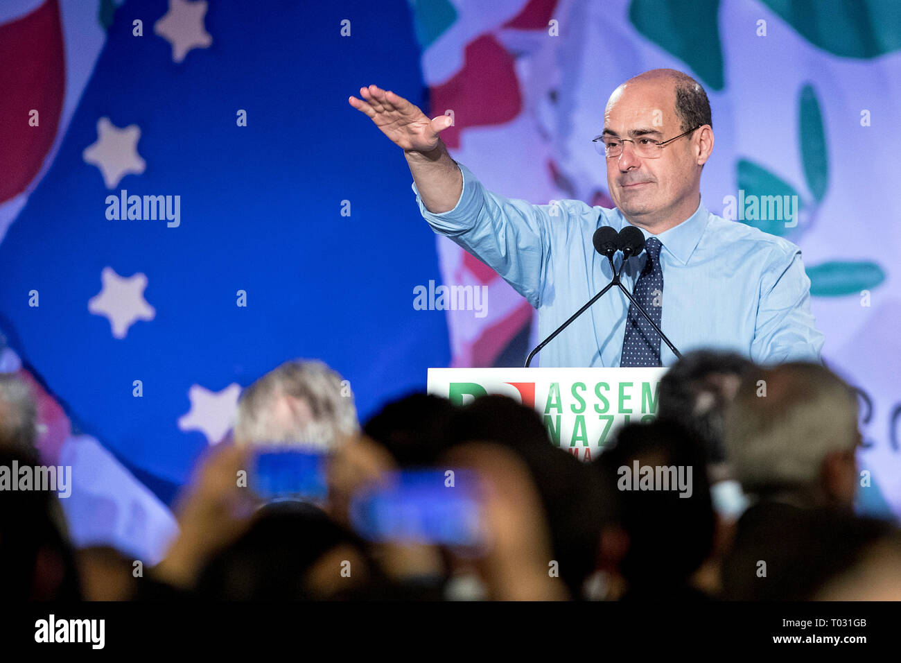 Foto di Roberto Monaldo / LaPresse 17-03-2019 Roma Italiano Assemblea nazionale del Partito Democratico Nella foto: Nicola Zingaretti Photo Roberto Monaldo / LaPresse 17-03-2019 Roma (Italia) Assemblea nazionale del partito democratico nel pic: Nicola Zingaretti Foto Stock