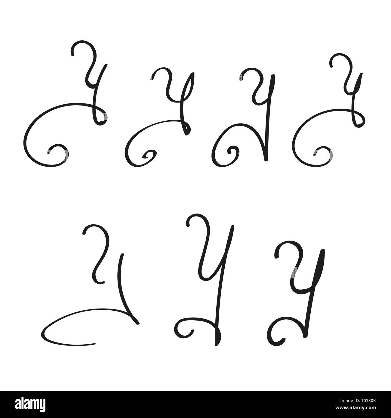 Vector disegnati a mano Y floreali monogramma o logo. Lettere maiuscole scritte a mano la lettera Y con fiori e rami. Fiori Selvatici.EPS 10 Illustrazione Vettoriale