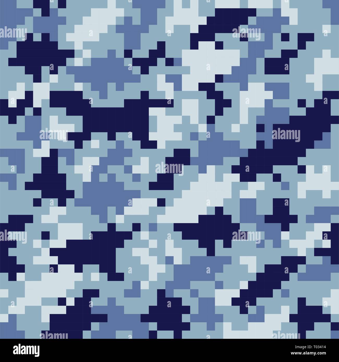 Pixel texture blu militare camouflage pattern senza giunture Illustrazione Vettoriale