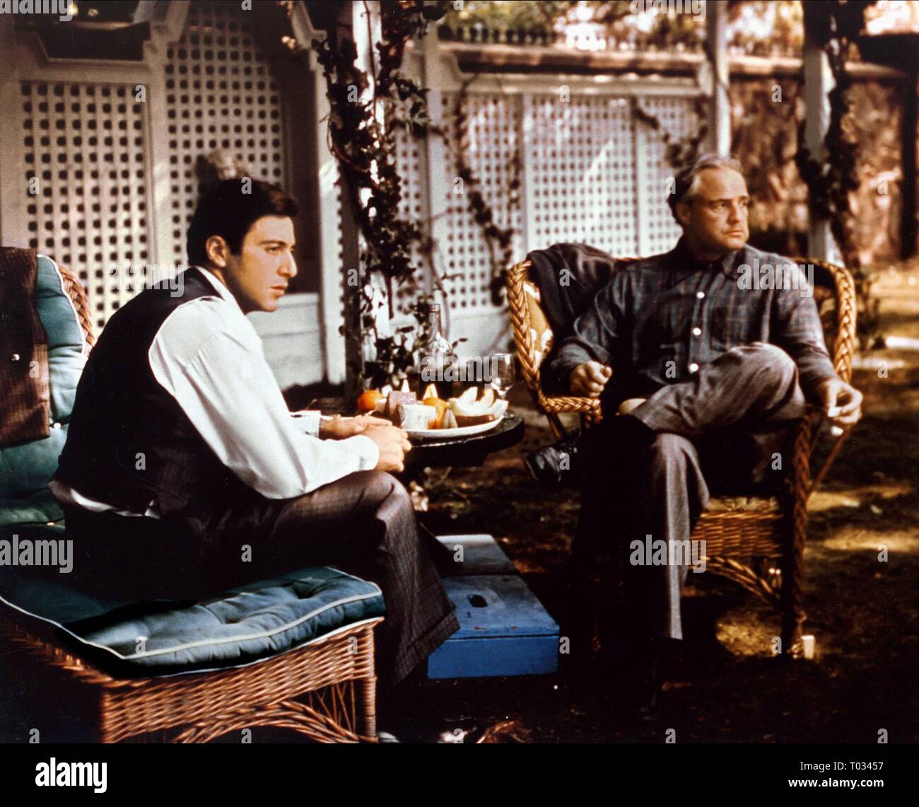 AL PACINO, Marlon Brando, il padrino, 1972 Foto Stock