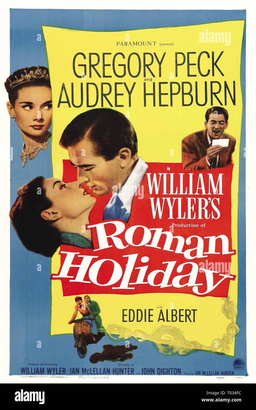 AUDREY HEPBURN, Gregory Peck POSTER, vacanze romane, 1953 Foto Stock