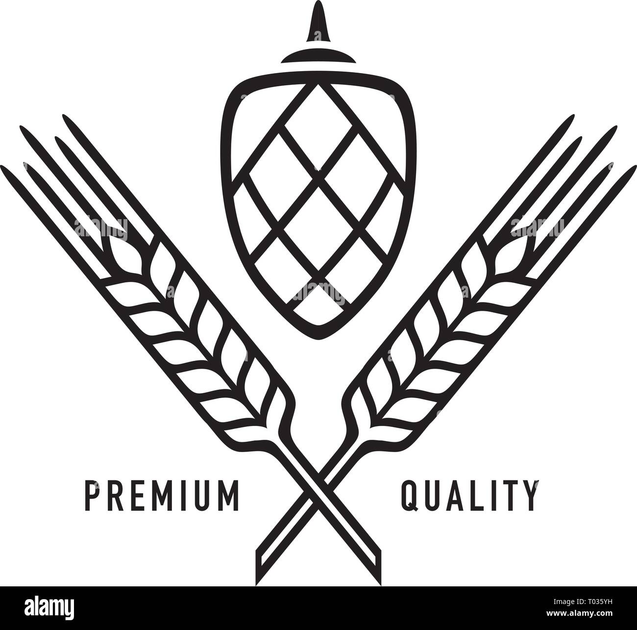 Luppolo e orzo o di frumento o di segala, vettore visual icone grafiche, ideale per la birra artigianale birreria design etichetta. Illustrazione Vettoriale