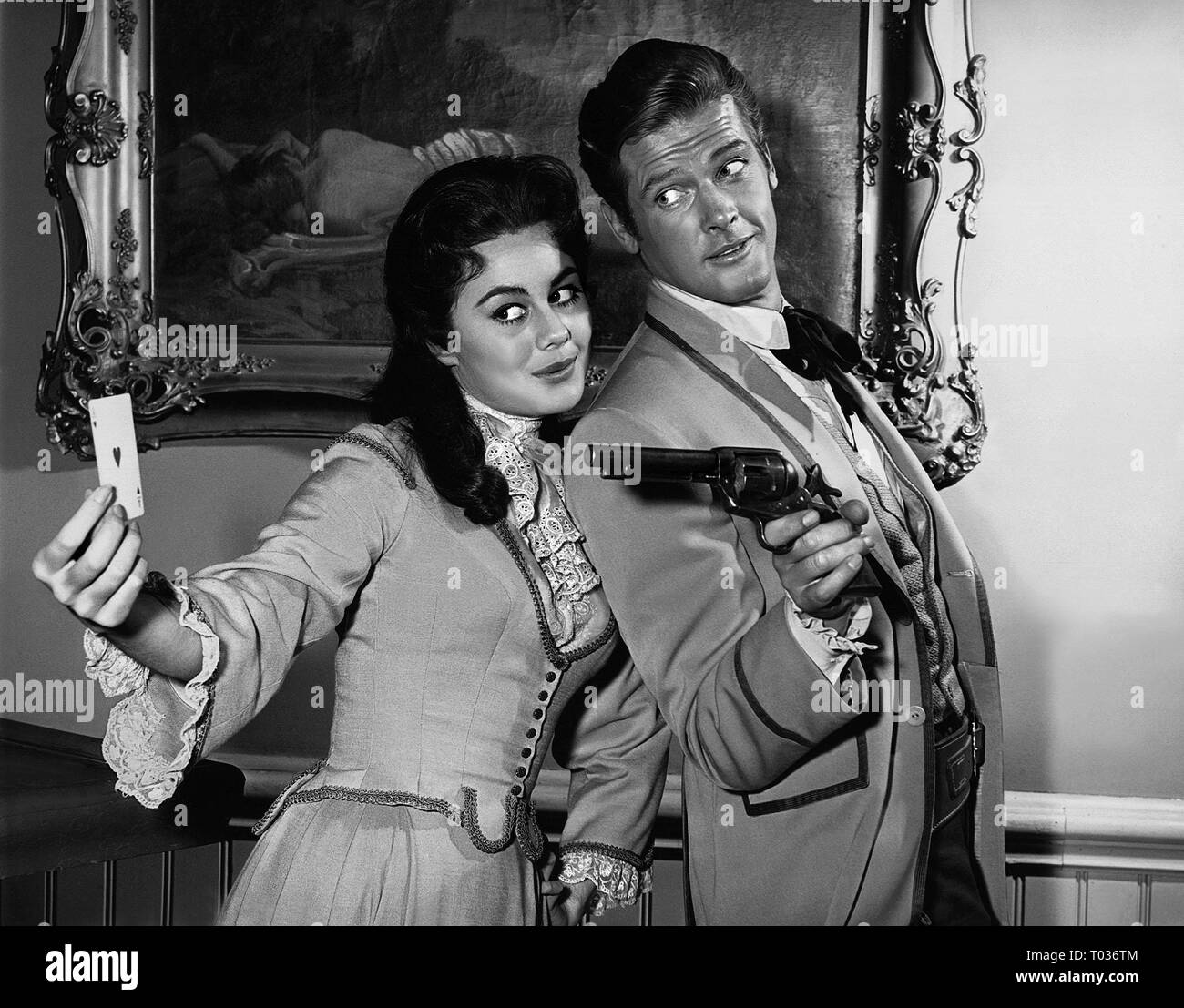 SHARON HUGUENY, Roger Moore, Maverick, 1960 Foto Stock
