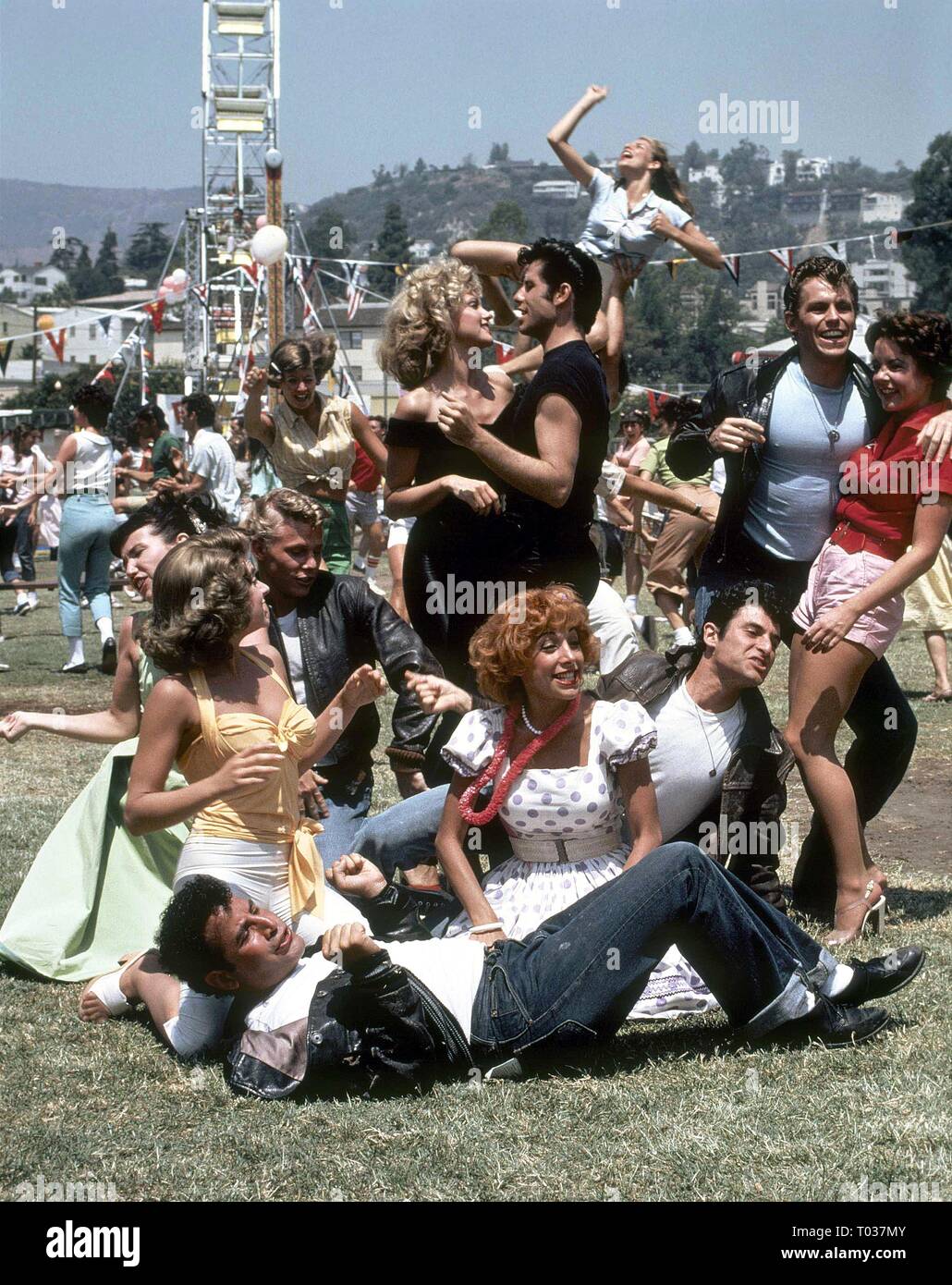 LORENZO LAMAS, OLIVIA NEWTON-JOHN, John Travolta, DIDI CONN, MICHAEL TUCCI, JEFF CONAWAY, STOCKARD CHANNING, grasso, 1978 Foto Stock