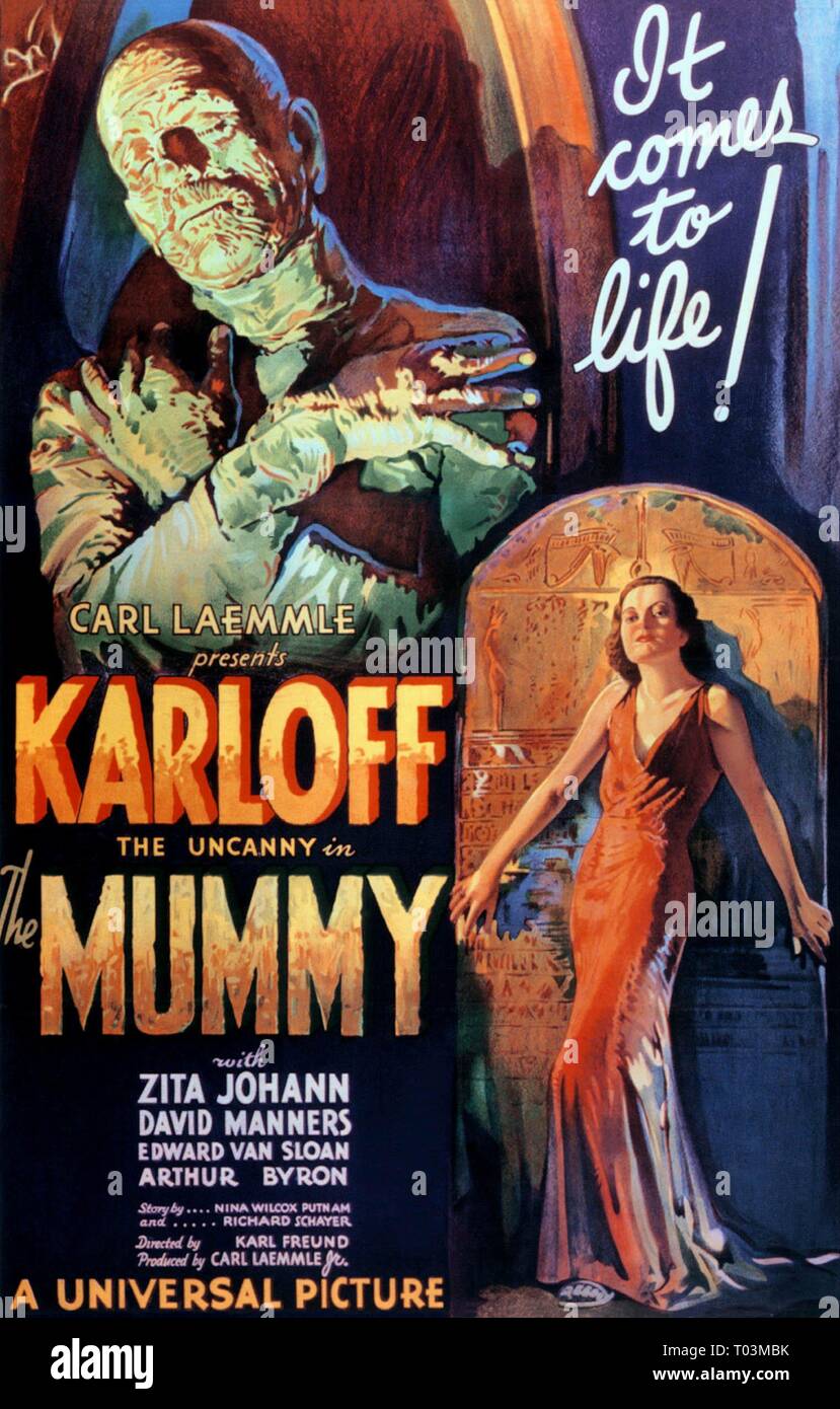 BORIS KARLOFF, ZITA JOHANN FILM POSTER, la mummia, 1932 Foto stock - Alamy