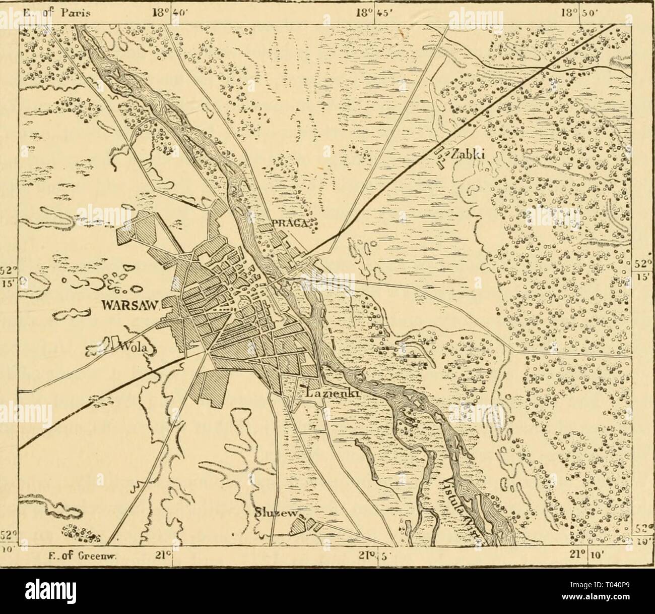 La terra e i suoi abitanti .. . Earthitsinhabita583recl Anno: 1883 POrAND: Varsavia. 253 e Wieprz, la fortezza di Ivangorod, precedentemente Demblin, copre l'approccio a Varsavia da sud-ovest. Varsavia, o Warszaira, è in ogni senso la prima città in Pohmd, classifica nell'impero subito dopo San Pietroburgo e Mosca. Eppure non si tratta di un posto vecchio, il nome prima che si verificano all'inizio del tredicesimo secolo. Ma dopo l'incorporazione della Lituania è stata scelta nel 1569 come sede della dieta, perché è stato ' né il polacco né lituana, ma si trovava nella terra di folle di M Foto Stock