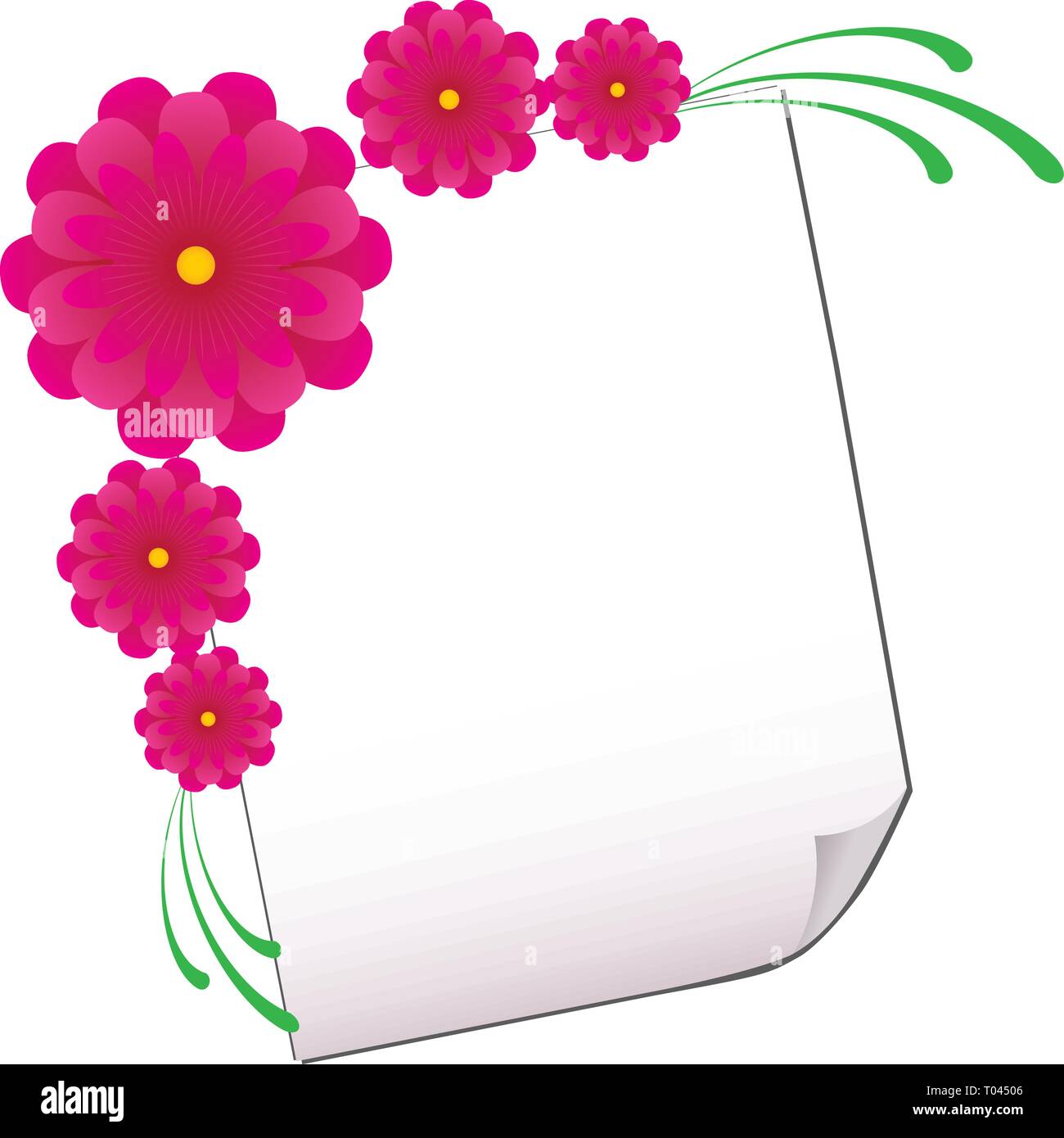 Sfondo con foglio di carta e fiori, parte 3, illustrazione vettoriale Illustrazione Vettoriale