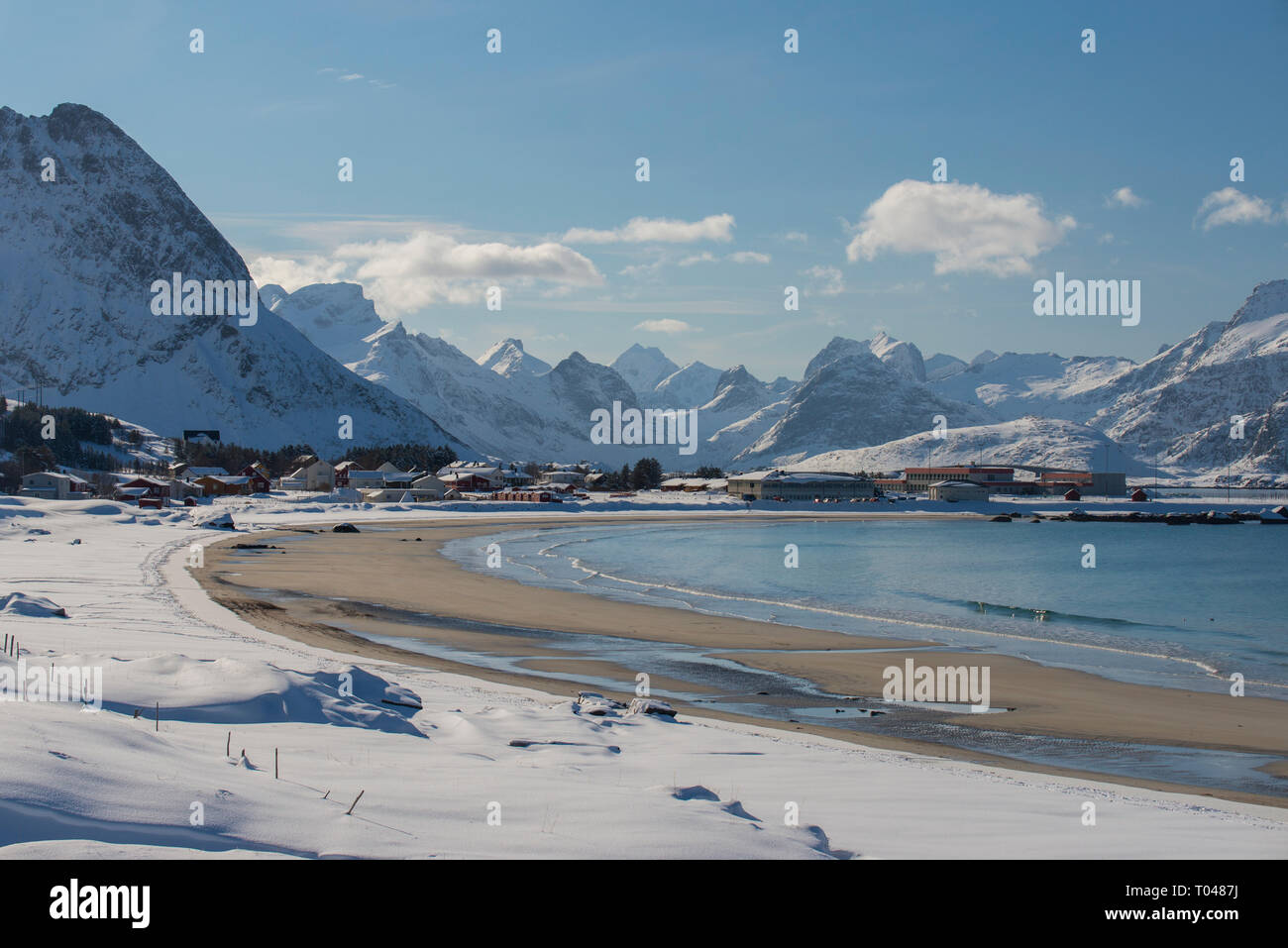 Ramberg nelle Isole Lofoten in Norvegia Foto Stock