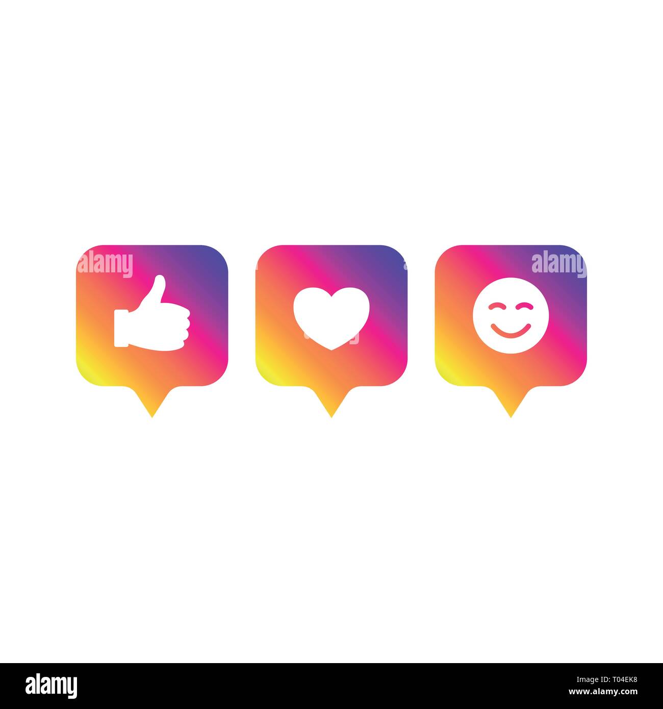 Social media moderni come 1, seguace 1, commento 1 colore sfumatura. Come, seguace, pulsante di commento, icona, simbolo, ui, app web. Illustrazione Vettoriale. EPS Illustrazione Vettoriale