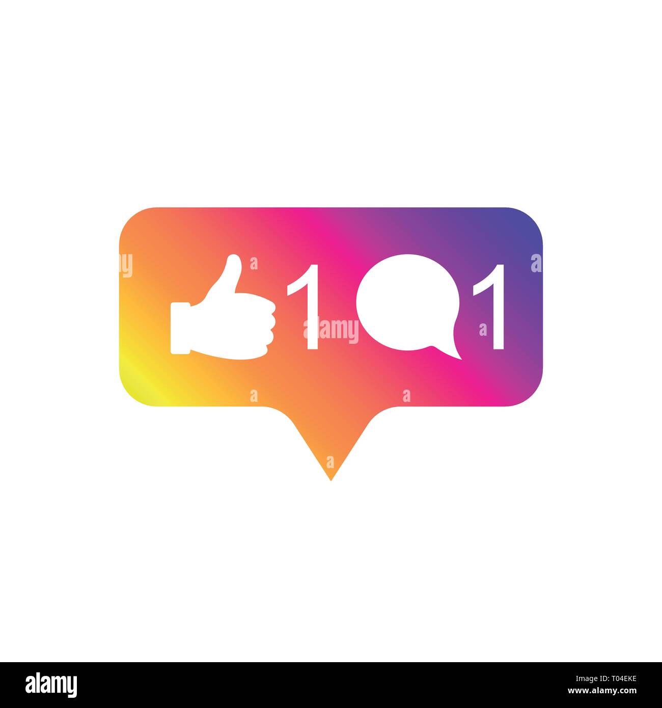 Social media moderni come 1, commento 1, gradiente di colore. Simili, seguace, pulsante icona, simbolo, ui, app web. Illustrazione Vettoriale. EPS 10. Illustrazione Vettoriale