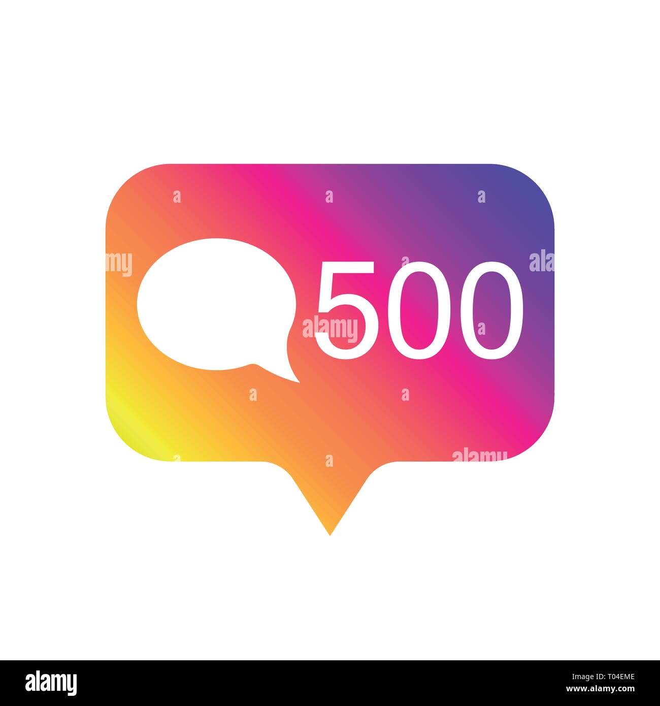 Contatore Icona di notifica, gradiente di colore. Social media 500 come icona. Elemento di rete sociale, web ui, mobile app. Illustrazione Vettoriale. EPS 10 Illustrazione Vettoriale