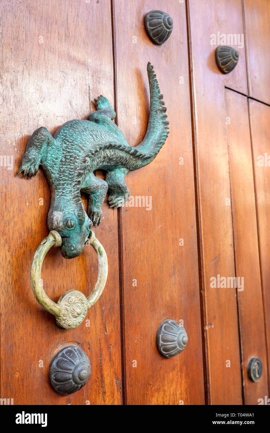 Cartagena Colombia,Centro,centro,San Diego,batticalcagno porta decorativa,gecko,COL190120143 Foto Stock